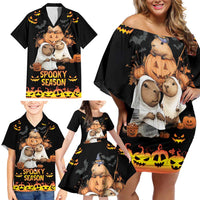 Capy-Boo-Ra Spooky Season Family Matching Off Shoulder Short Dress and Hawaiian Shirt LT9 - Wonder Print Shop