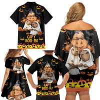 Capy-Boo-Ra Spooky Season Family Matching Off Shoulder Short Dress and Hawaiian Shirt LT9 - Wonder Print Shop