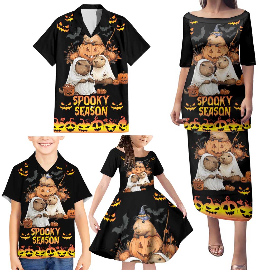 Capy-Boo-Ra Spooky Season Family Matching Puletasi and Hawaiian Shirt - Wonder Print Shop