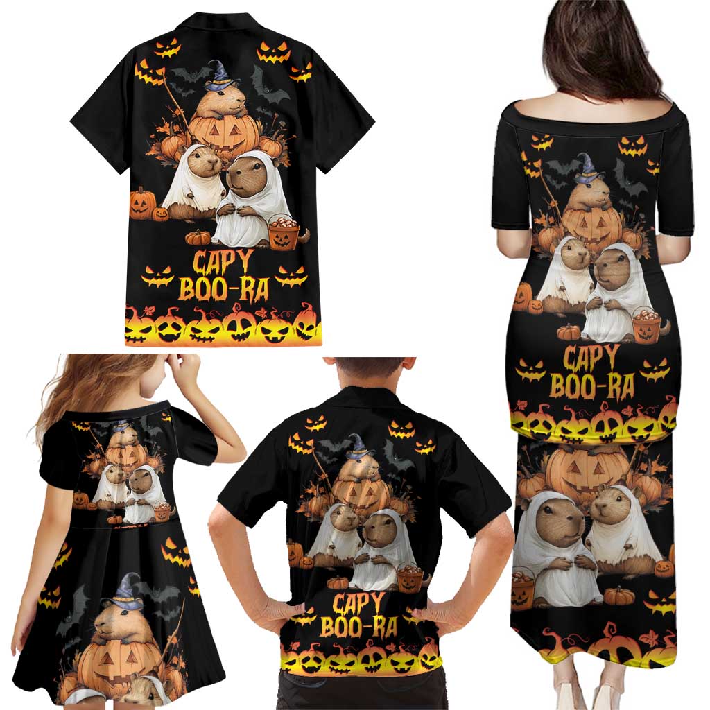 Capy-Boo-Ra Spooky Season Family Matching Puletasi and Hawaiian Shirt - Wonder Print Shop