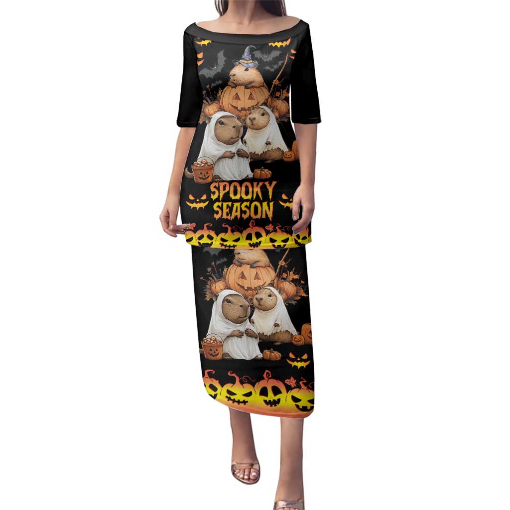Capy-Boo-Ra Spooky Season Family Matching Puletasi and Hawaiian Shirt - Wonder Print Shop