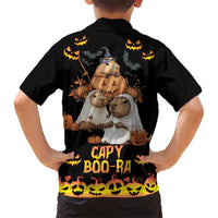 Capy-Boo-Ra Spooky Season Family Matching Short Sleeve Bodycon Dress and Hawaiian Shirt - Wonder Print Shop
