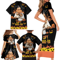 Capy-Boo-Ra Spooky Season Family Matching Short Sleeve Bodycon Dress and Hawaiian Shirt - Wonder Print Shop