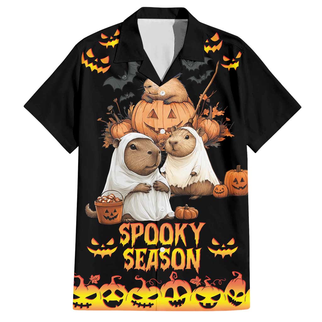 Capy-Boo-Ra Spooky Season Family Matching Short Sleeve Bodycon Dress and Hawaiian Shirt - Wonder Print Shop