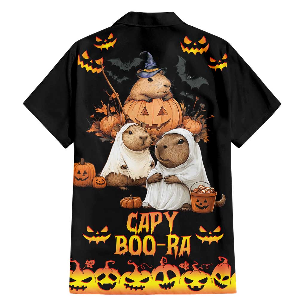 Capy-Boo-Ra Spooky Season Family Matching Short Sleeve Bodycon Dress and Hawaiian Shirt - Wonder Print Shop