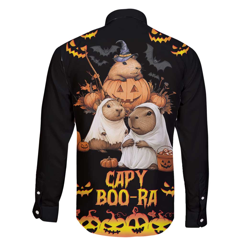 Capy-Boo-Ra Spooky Season Family Matching Short Sleeve Bodycon Dress and Hawaiian Shirt - Wonder Print Shop