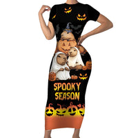 Capy-Boo-Ra Spooky Season Family Matching Short Sleeve Bodycon Dress and Hawaiian Shirt - Wonder Print Shop