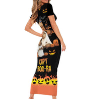 Capy-Boo-Ra Spooky Season Family Matching Short Sleeve Bodycon Dress and Hawaiian Shirt - Wonder Print Shop
