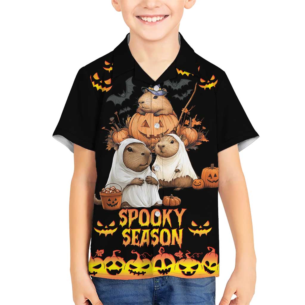 Capy-Boo-Ra Spooky Season Family Matching Short Sleeve Bodycon Dress and Hawaiian Shirt - Wonder Print Shop