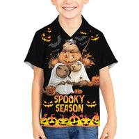 Capy-Boo-Ra Spooky Season Family Matching Short Sleeve Bodycon Dress and Hawaiian Shirt - Wonder Print Shop