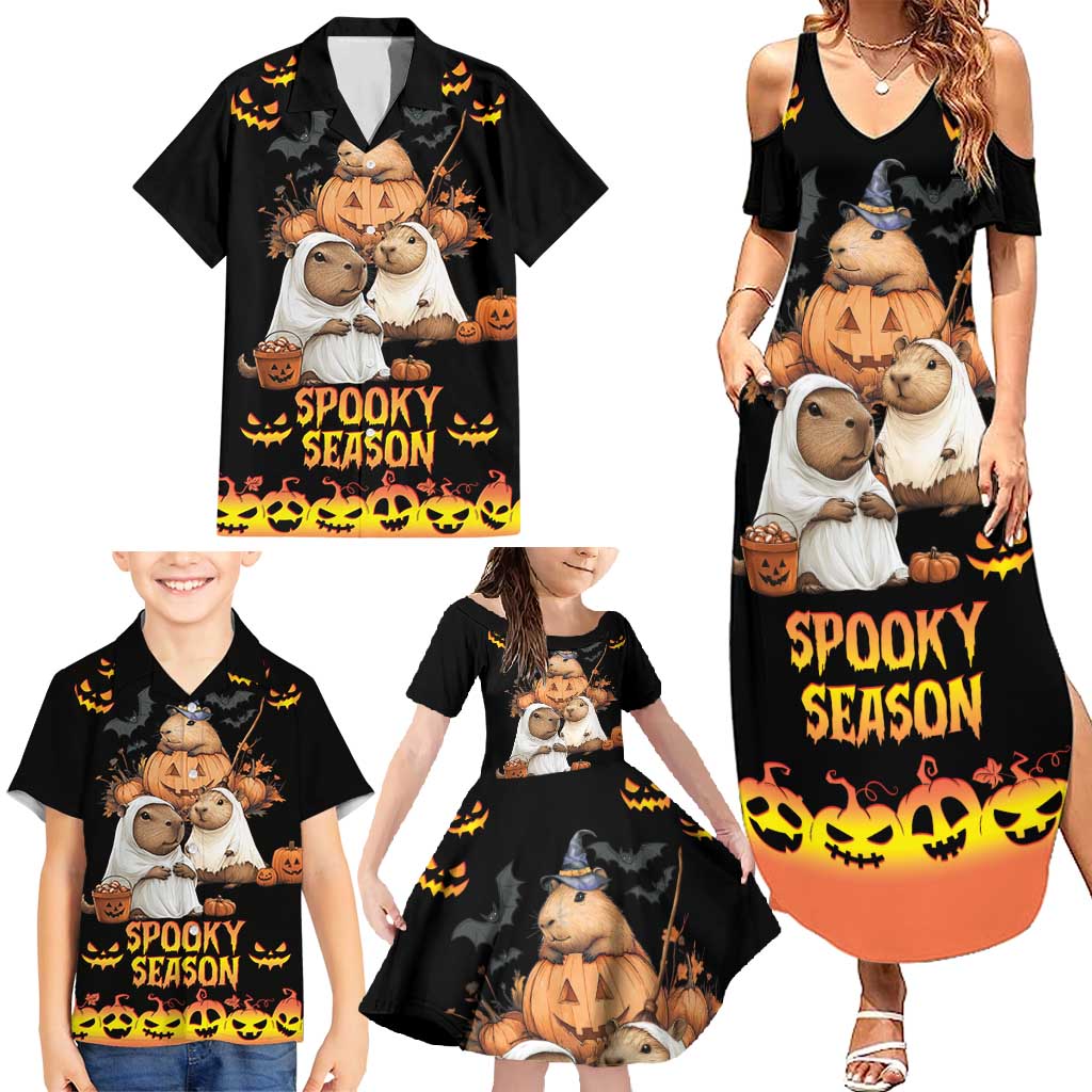 Capy-Boo-Ra Spooky Season Family Matching Summer Maxi Dress and Hawaiian Shirt - Wonder Print Shop