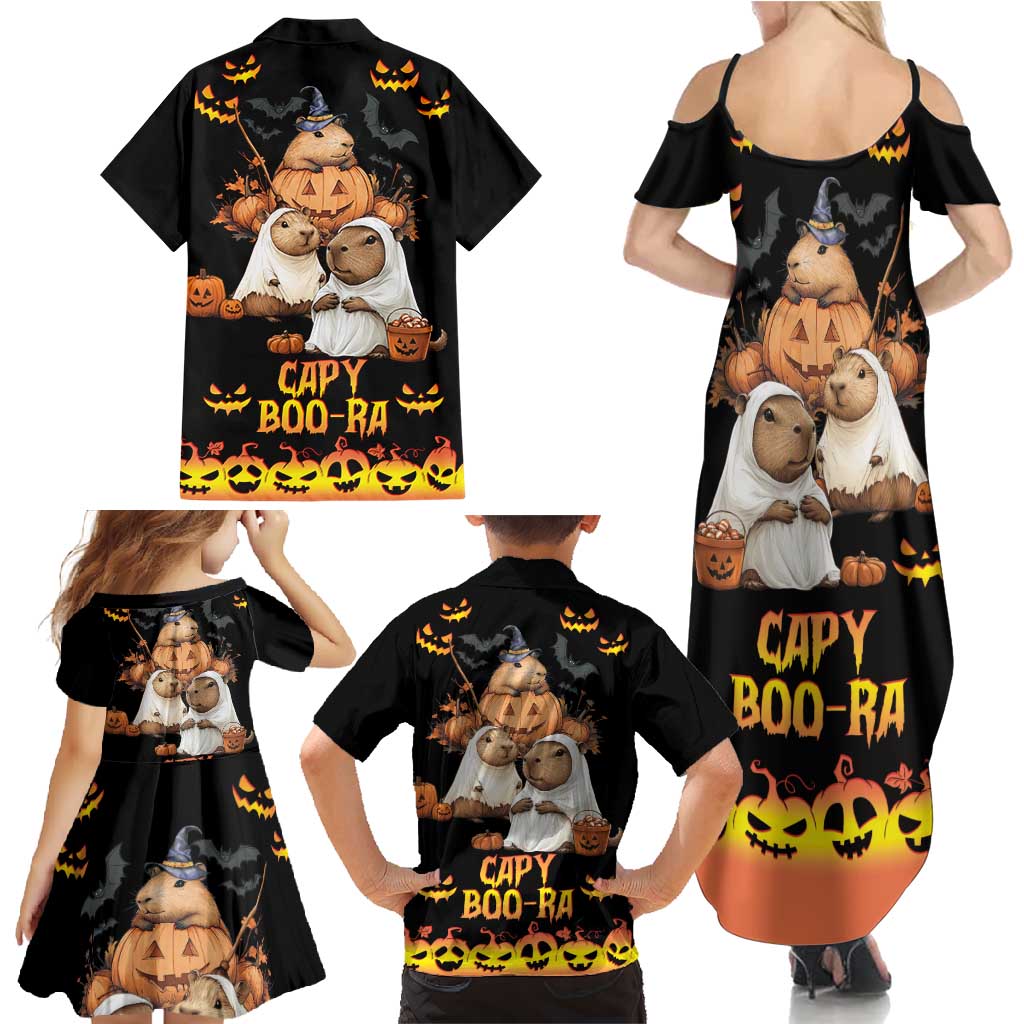 Capy-Boo-Ra Spooky Season Family Matching Summer Maxi Dress and Hawaiian Shirt - Wonder Print Shop