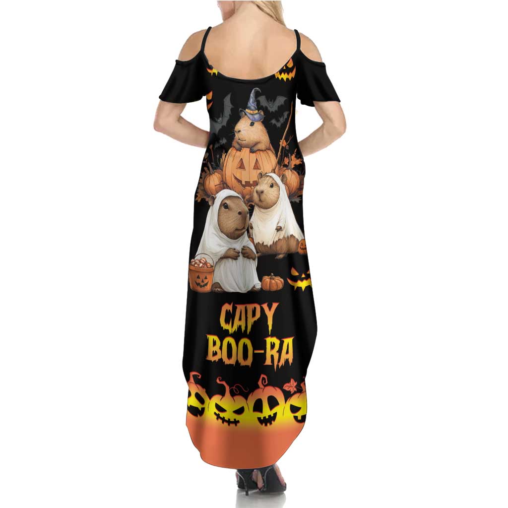 Capy-Boo-Ra Spooky Season Family Matching Summer Maxi Dress and Hawaiian Shirt - Wonder Print Shop