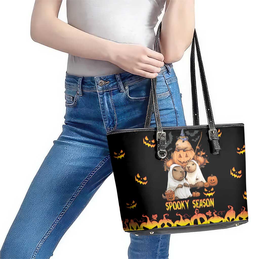 Capy-Boo-Ra Spooky Season Leather Tote Bag - Wonder Print Shop