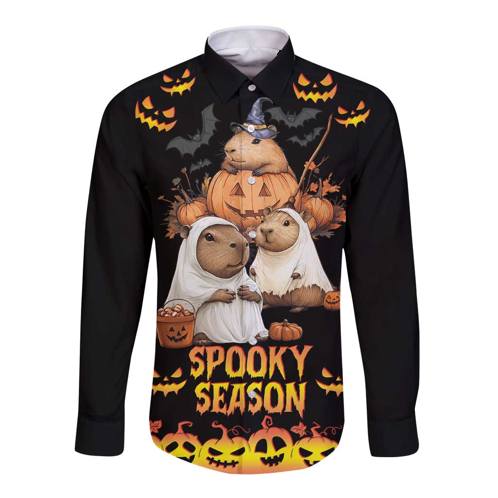 Capy-Boo-Ra Spooky Season Long Sleeve Button Shirt - Wonder Print Shop