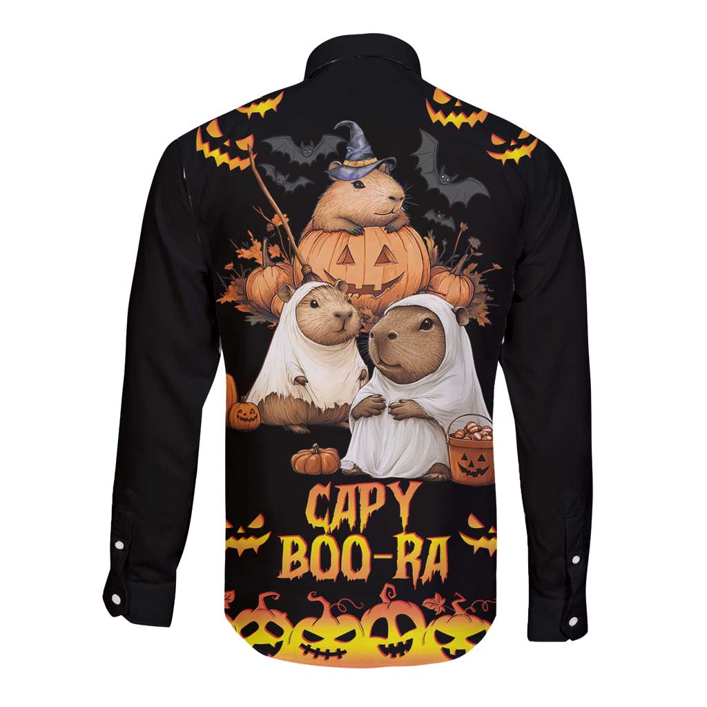 Capy-Boo-Ra Spooky Season Long Sleeve Button Shirt - Wonder Print Shop