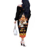 Capy-Boo-Ra Spooky Season Off The Shoulder Long Sleeve Dress - Wonder Print Shop