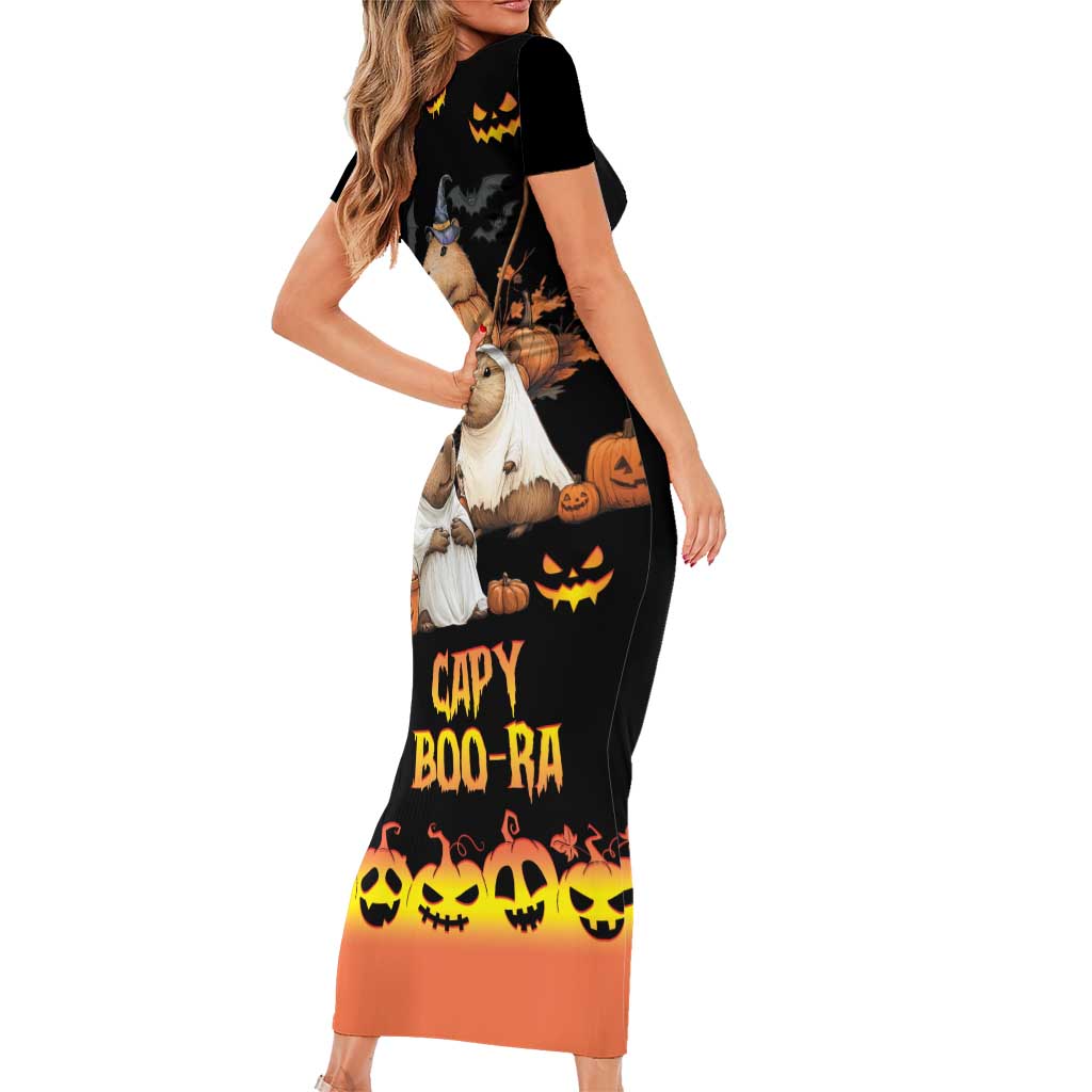 Capy-Boo-Ra Spooky Season Short Sleeve Bodycon Dress - Wonder Print Shop