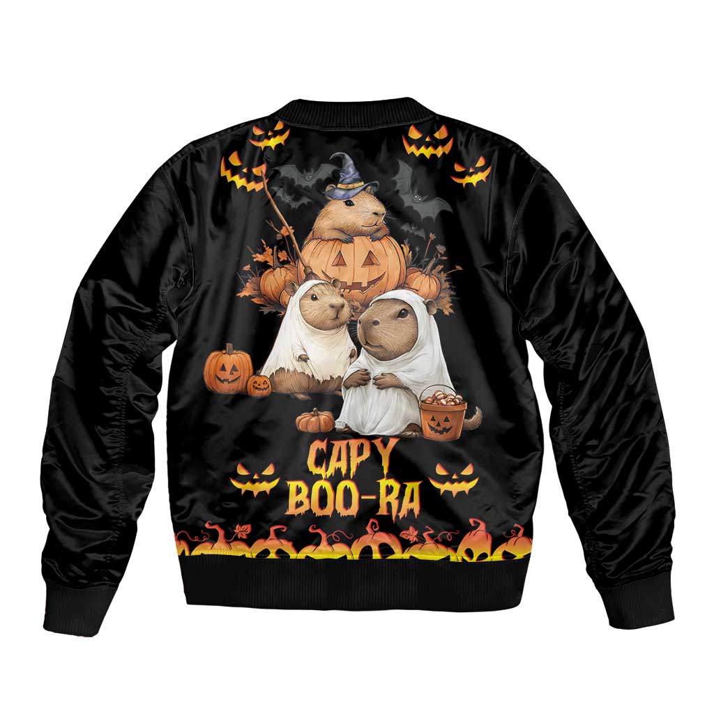 Capy-Boo-Ra Spooky Season Sleeve Zip Bomber Jacket - Wonder Print Shop