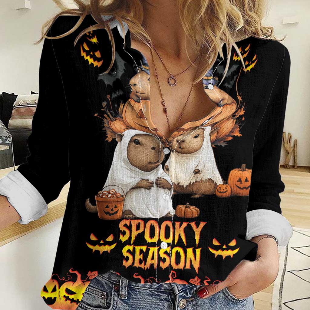Capy-Boo-Ra Spooky Season Women Casual Shirt - Wonder Print Shop