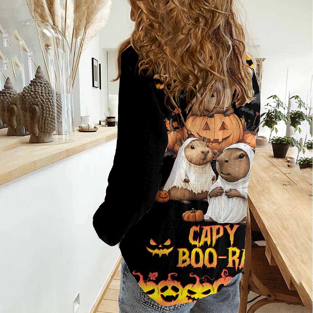 Capy-Boo-Ra Spooky Season Women Casual Shirt - Wonder Print Shop