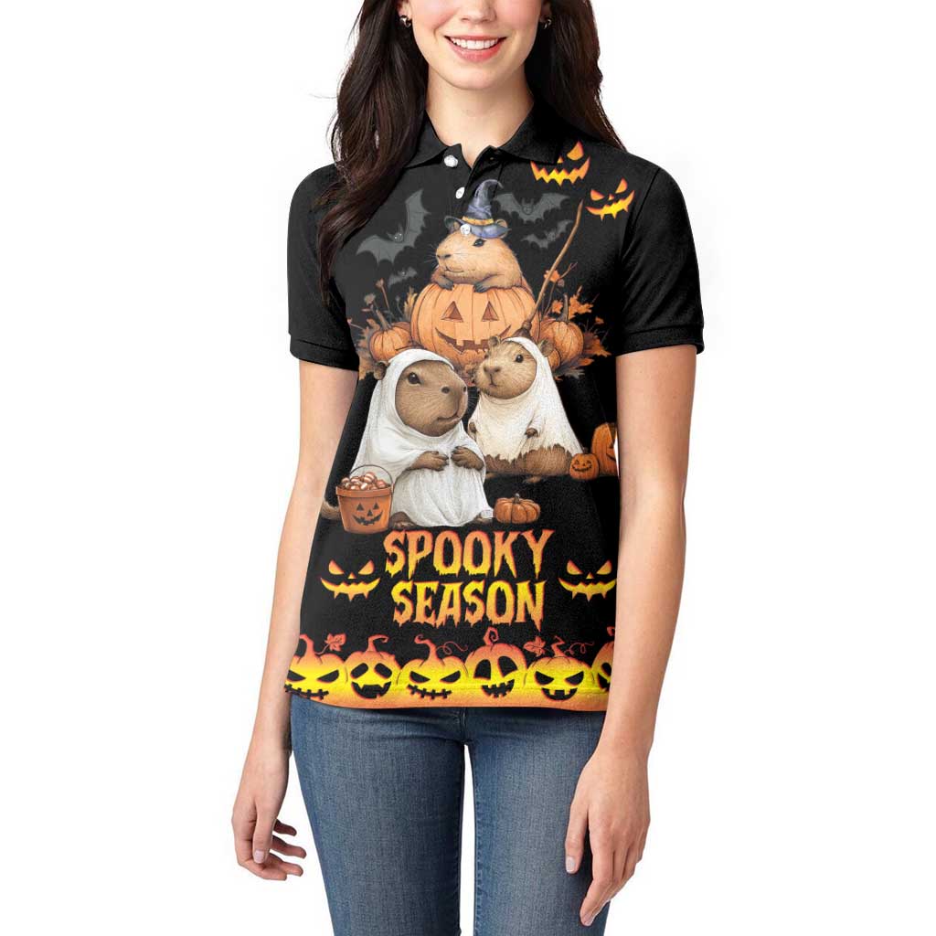 Capy-Boo-Ra Spooky Season Women Polo Shirt - Wonder Print Shop