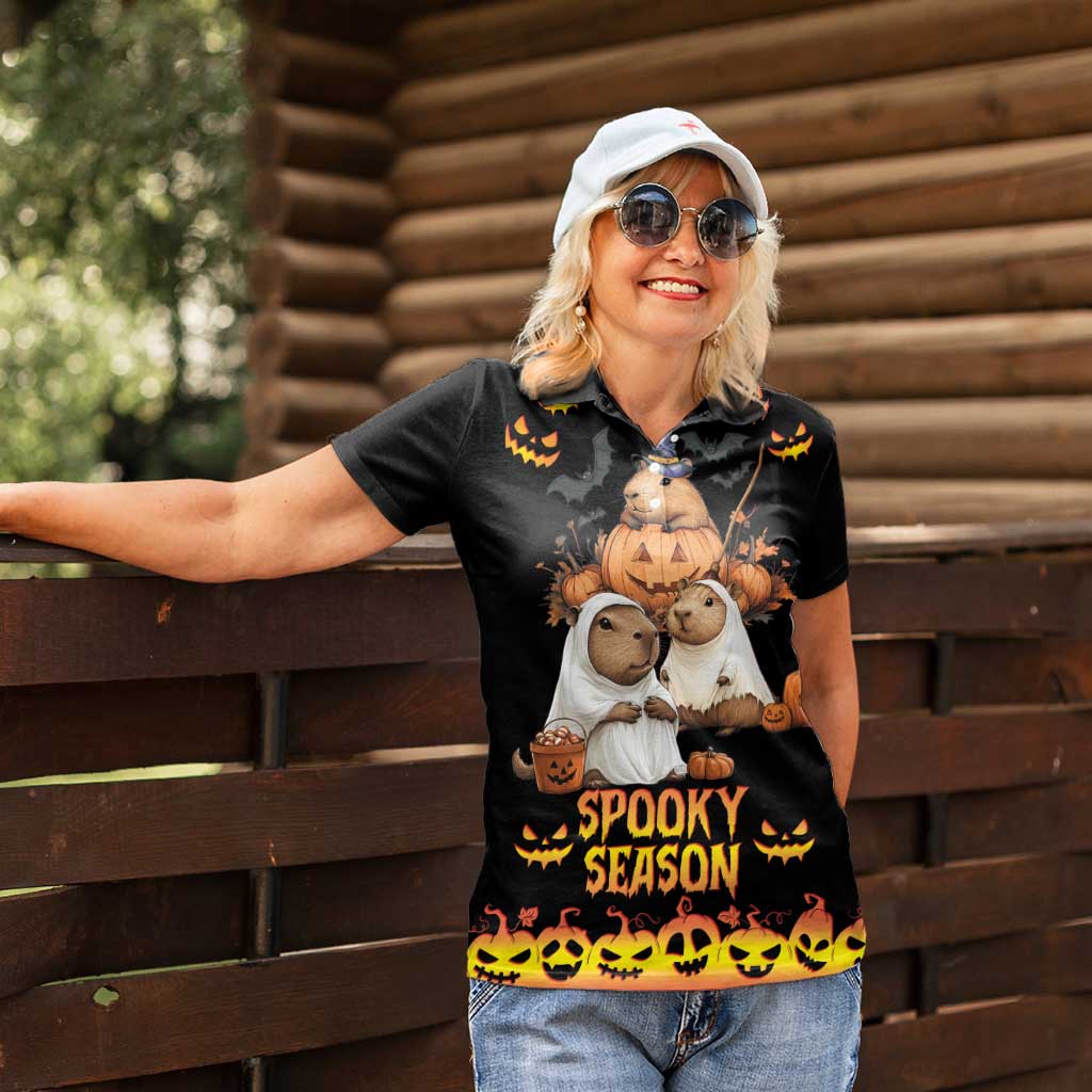 Capy-Boo-Ra Spooky Season Women Polo Shirt - Wonder Print Shop