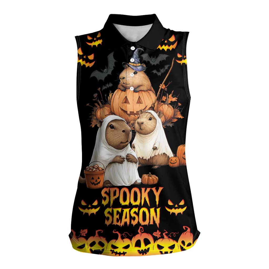 Capy-Boo-Ra Spooky Season Women Sleeveless Polo Shirt - Wonder Print Shop