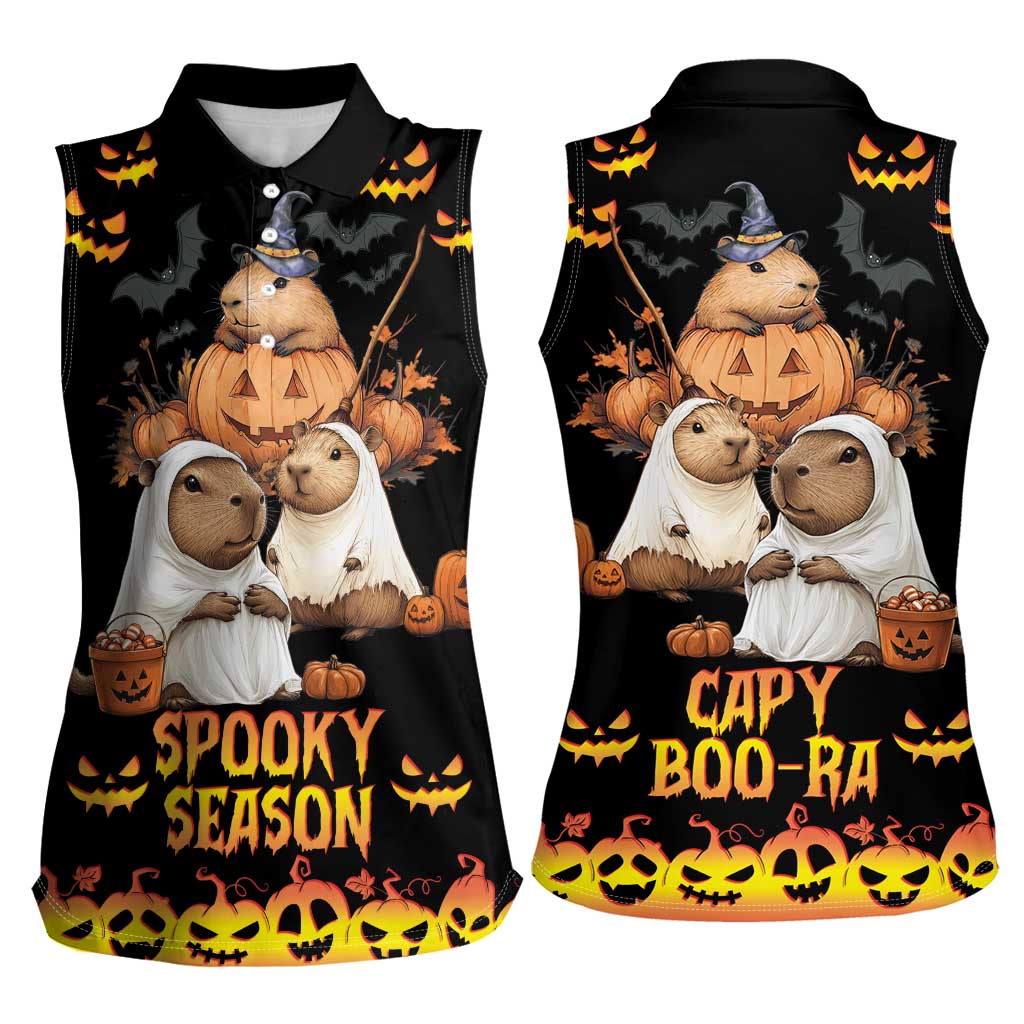 Capy-Boo-Ra Spooky Season Women Sleeveless Polo Shirt - Wonder Print Shop