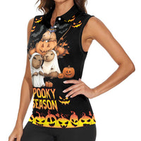 Capy-Boo-Ra Spooky Season Women Sleeveless Polo Shirt - Wonder Print Shop