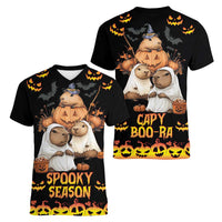 Capy-Boo-Ra Spooky Season Women V-Neck T-Shirt - Wonder Print Shop