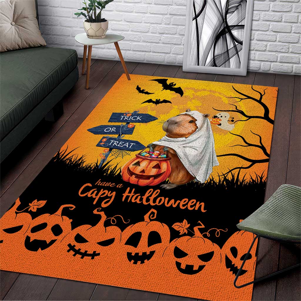 Happy Capy-Boo-Ra Area Rug Capybara Ghost Trick or Treat LT9 - Wonder Print Shop
