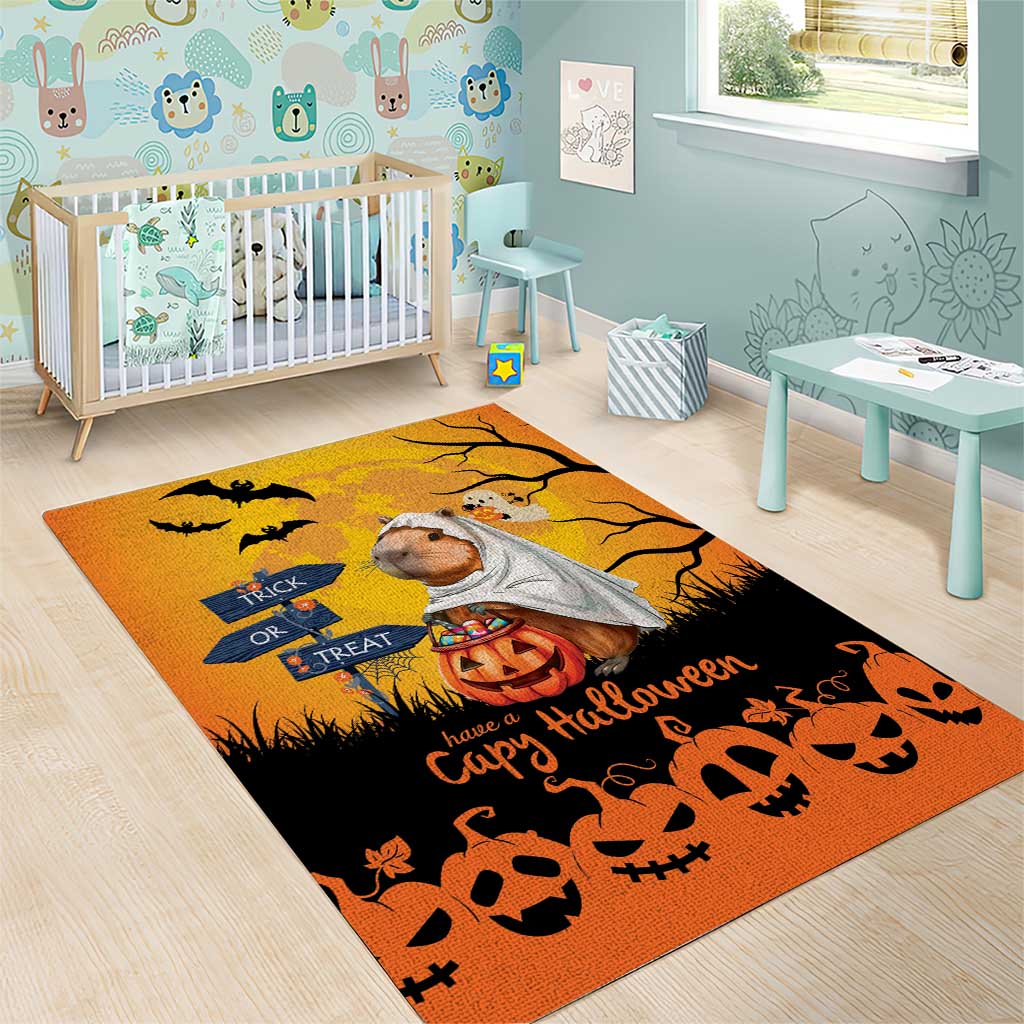 Happy Capy-Boo-Ra Area Rug Capybara Ghost Trick or Treat LT9 - Wonder Print Shop