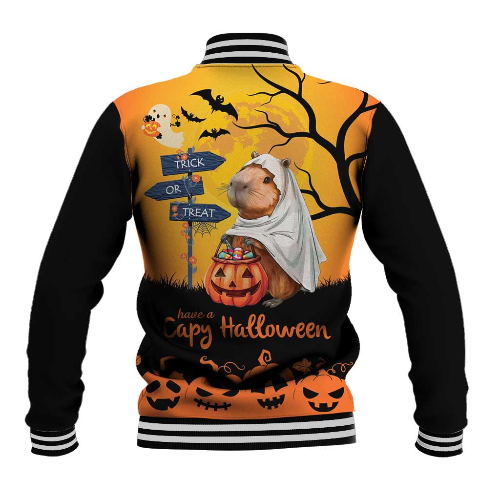 Happy Capy-Boo-Ra Baseball Jacket Capybara Ghost Trick or Treat LT9 - Wonder Print Shop