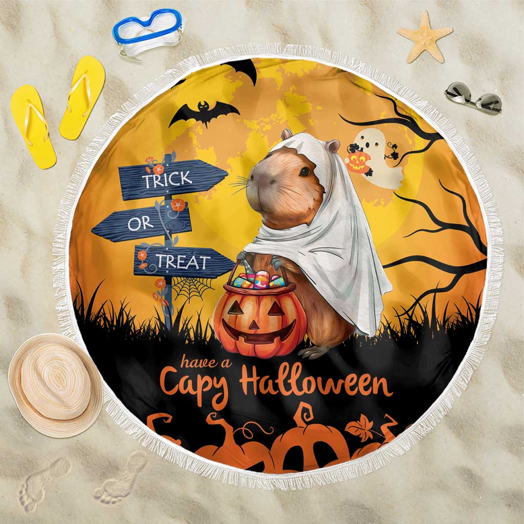 Happy Capy-Boo-Ra Beach Blanket Capybara Ghost Trick or Treat LT9 - Wonder Print Shop