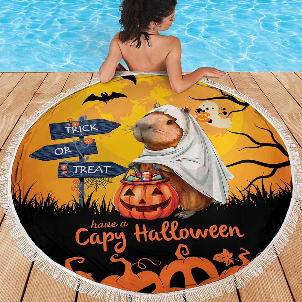 Happy Capy-Boo-Ra Beach Blanket Capybara Ghost Trick or Treat LT9 - Wonder Print Shop