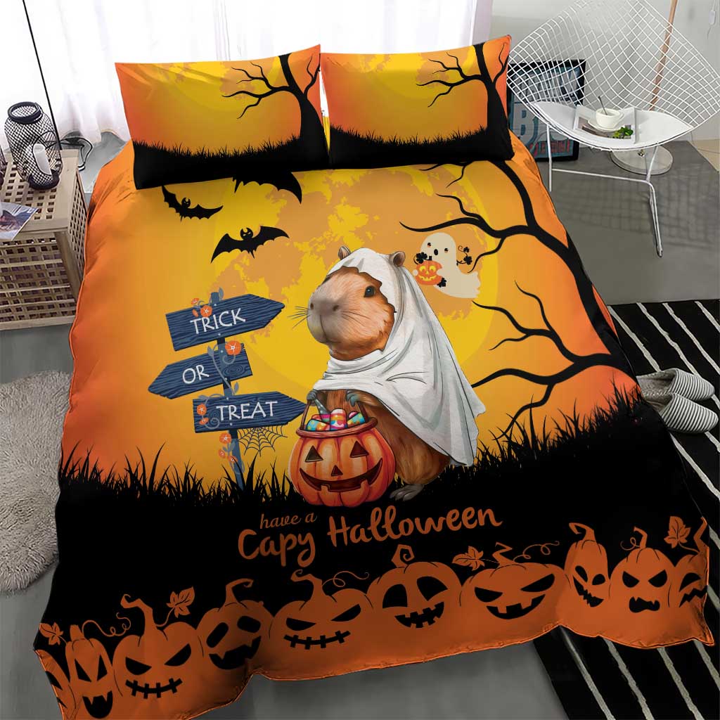 Happy Capy-Boo-Ra Bedding Set Capybara Ghost Trick or Treat LT9 - Wonder Print Shop