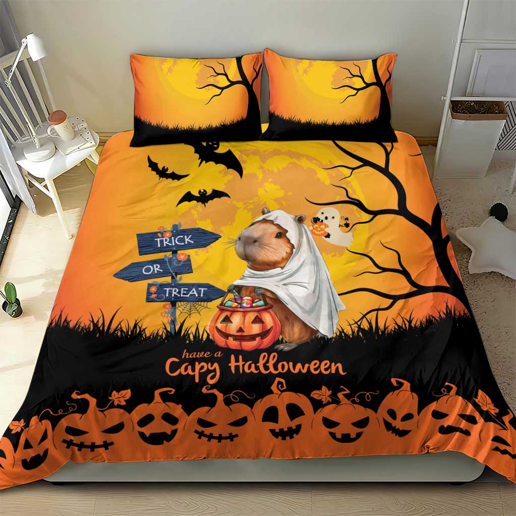 Happy Capy-Boo-Ra Bedding Set Capybara Ghost Trick or Treat LT9 - Wonder Print Shop