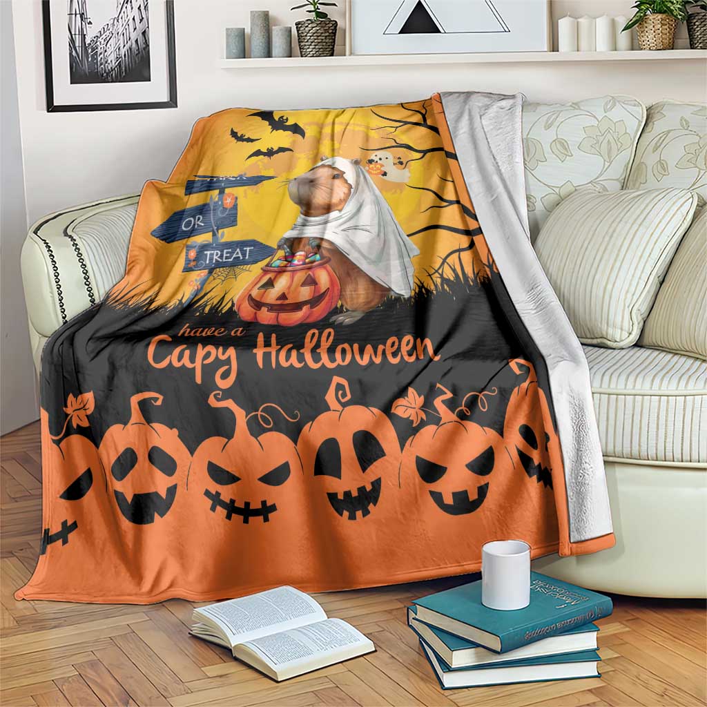 Happy Capy-Boo-Ra Blanket Capybara Ghost Trick or Treat