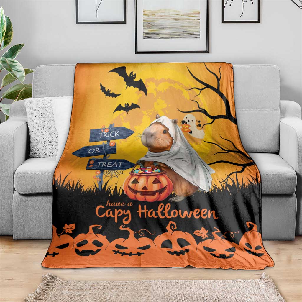 Happy Capy-Boo-Ra Blanket Capybara Ghost Trick or Treat