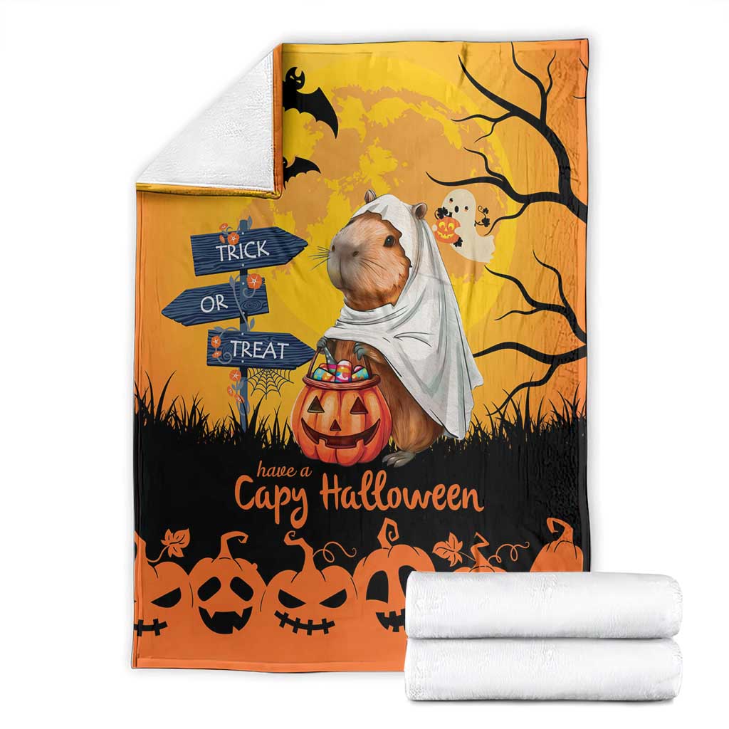 Happy Capy-Boo-Ra Blanket Capybara Ghost Trick or Treat