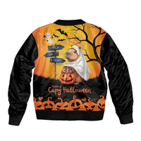 Happy Capy-Boo-Ra Bomber Jacket Capybara Ghost Trick or Treat LT9 - Wonder Print Shop