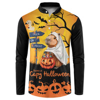 Happy Capy-Boo-Ra Button Sweatshirt Capybara Ghost Trick or Treat LT9 - Wonder Print Shop