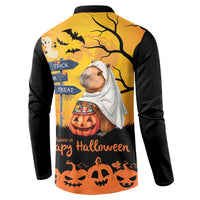 Happy Capy-Boo-Ra Button Sweatshirt Capybara Ghost Trick or Treat LT9 - Wonder Print Shop