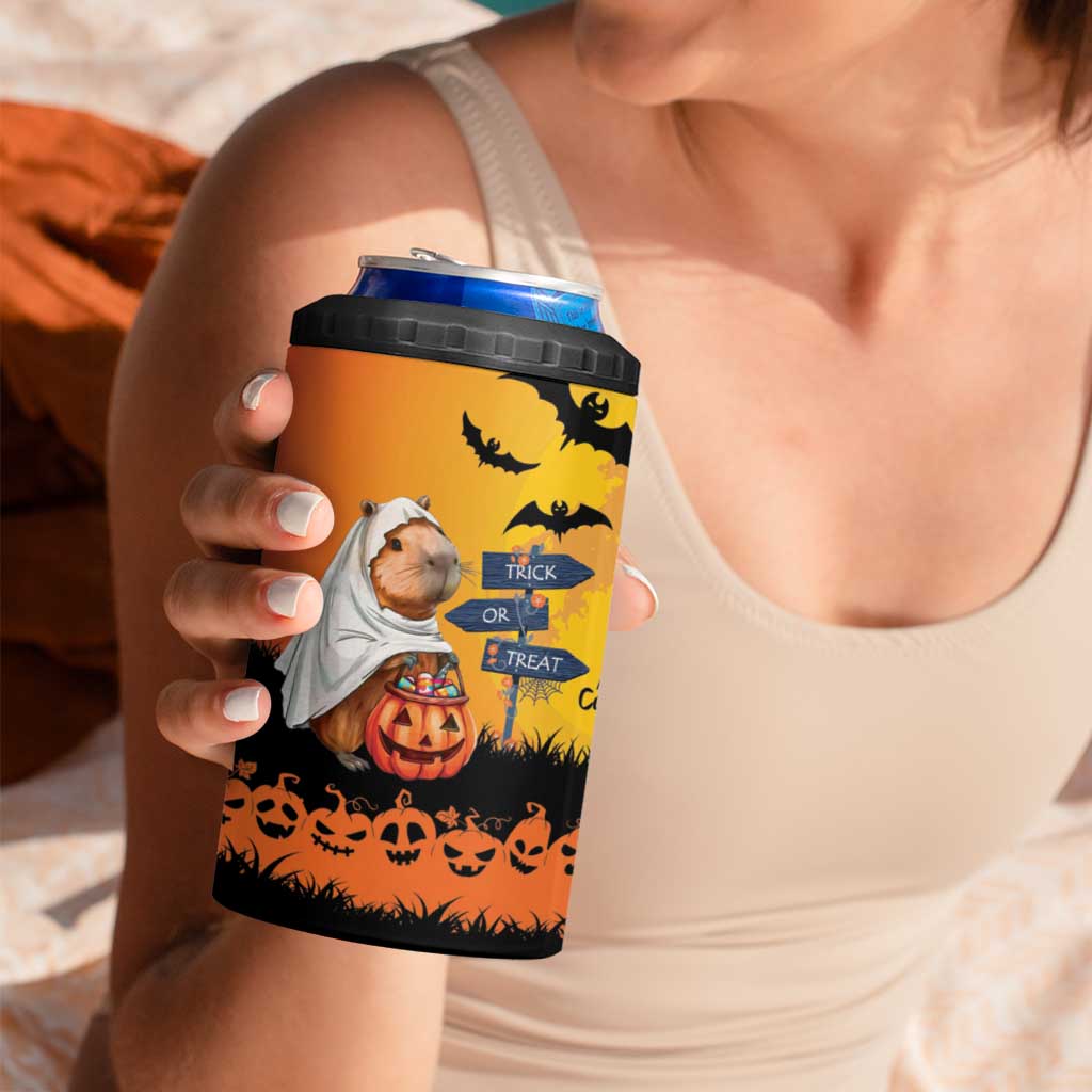 Happy Capy-Boo-ra 4 in 1 Can Cooler Tumbler Capybara Ghost Trick or Treat LT9 - Wonder Print Shop