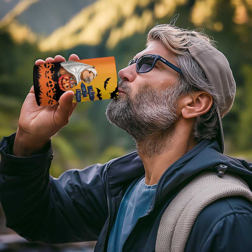 Happy Capy-Boo-ra 4 in 1 Can Cooler Tumbler Capybara Ghost Trick or Treat LT9 - Wonder Print Shop