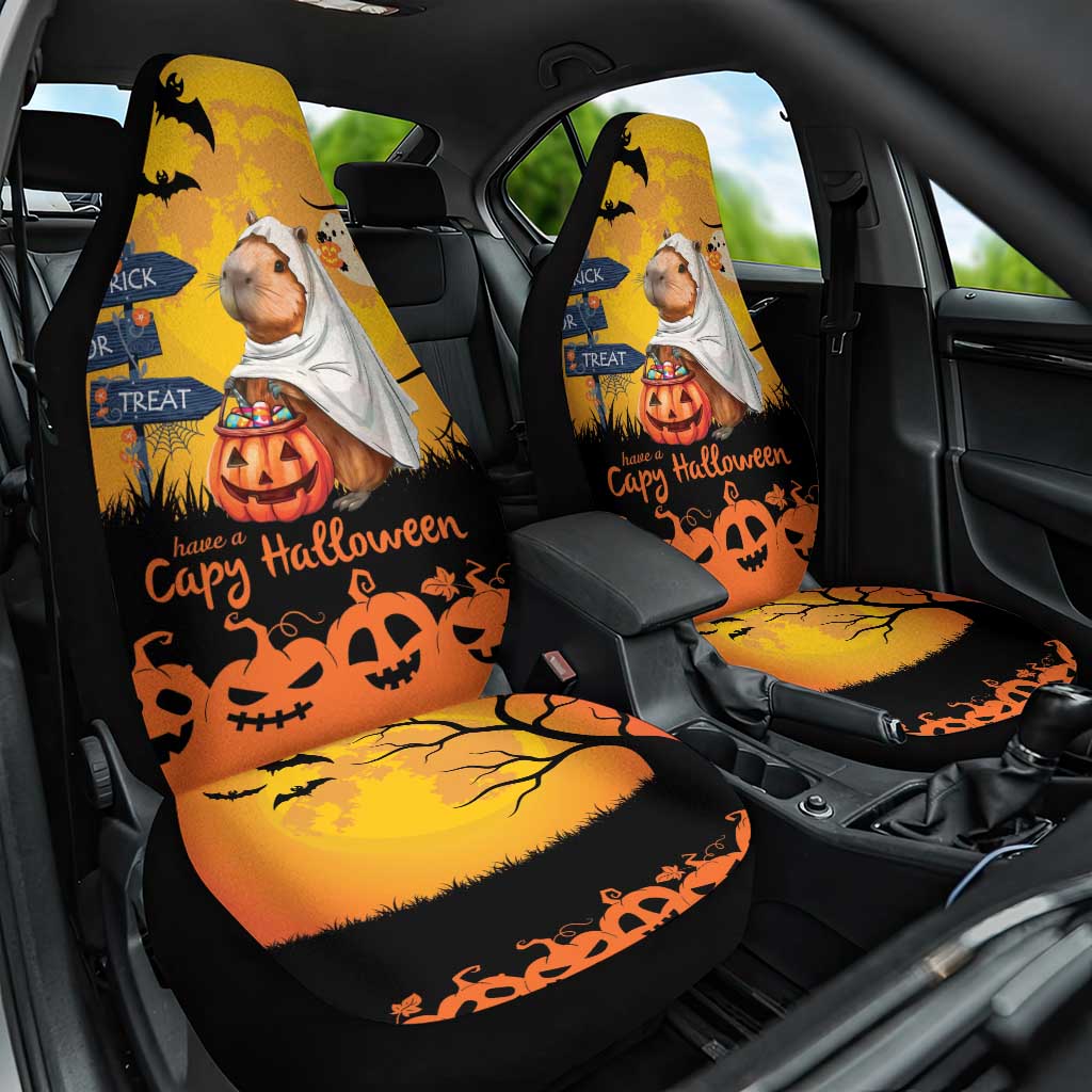 Happy Capy-Boo-Ra Car Seat Cover Capybara Ghost Trick or Treat LT9 - Wonder Print Shop
