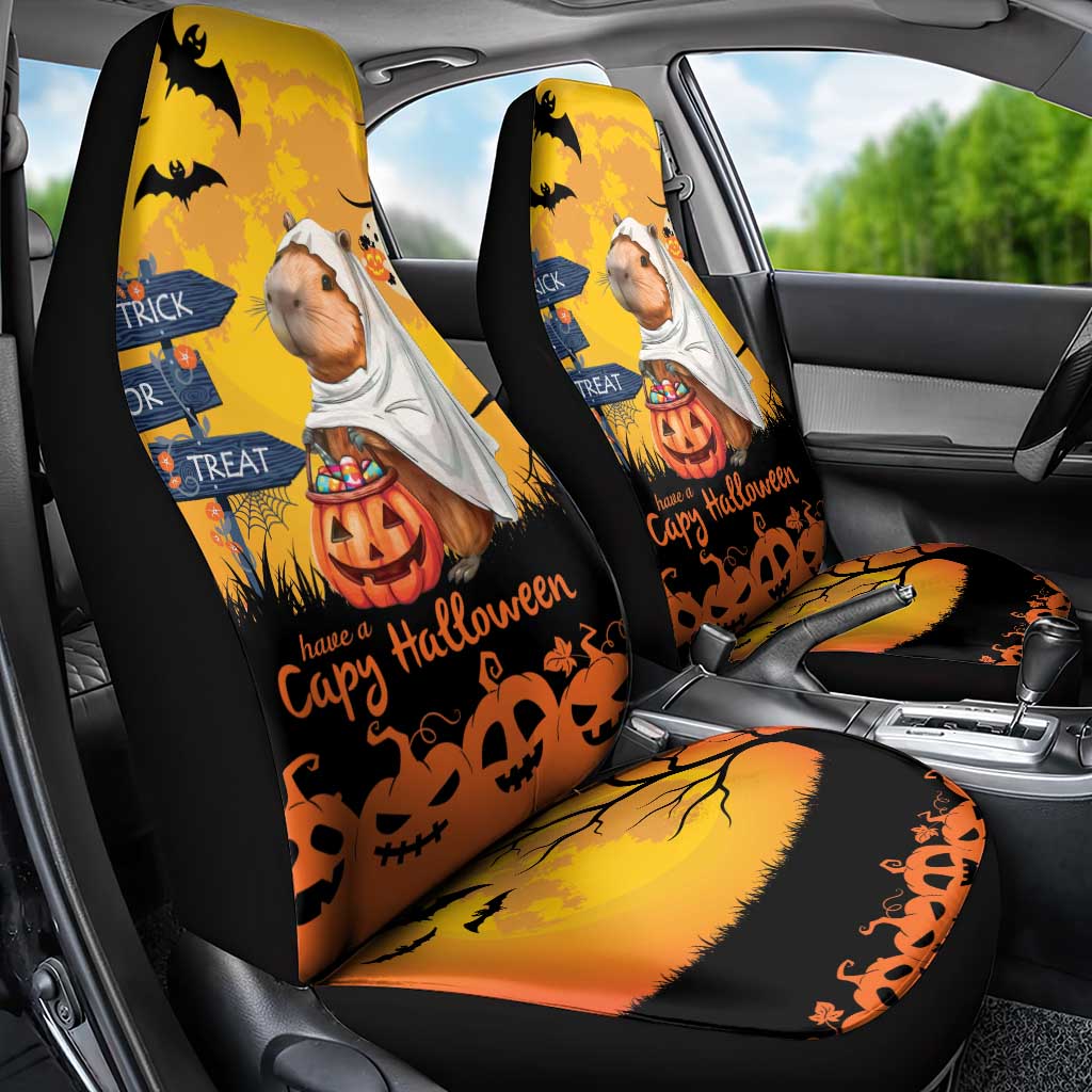 Happy Capy-Boo-Ra Car Seat Cover Capybara Ghost Trick or Treat LT9 - Wonder Print Shop