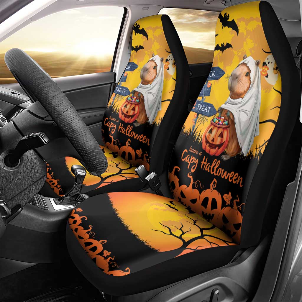 Happy Capy-Boo-Ra Car Seat Cover Capybara Ghost Trick or Treat LT9 - Wonder Print Shop