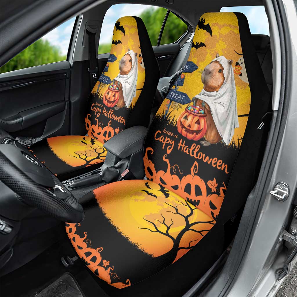 Happy Capy-Boo-Ra Car Seat Cover Capybara Ghost Trick or Treat LT9 - Wonder Print Shop